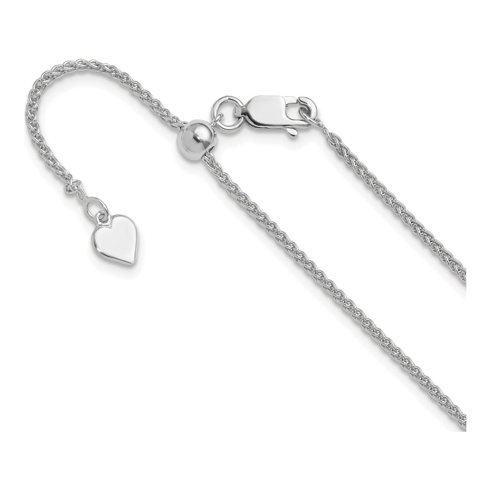 30 Inch Sterling Silver Rh-Plated Adjustable 1.5mm Spiga Chain Necklace with Lobster Clasp