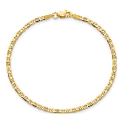 14K Yellow Gold 2.4mm Concave Anchor Chain Bracelet – view 3