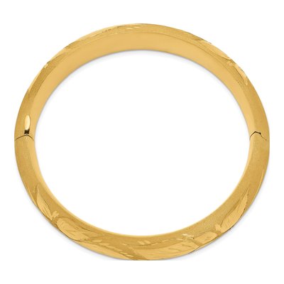 14K Yellow Gold Florentine Hinged Bangle Bracelet – view 3