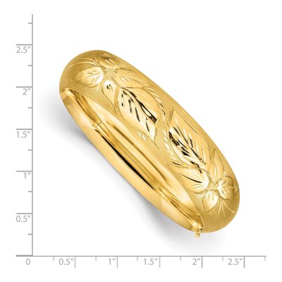14K Yellow Gold Florentine Hinged Bangle Bracelet – view 4