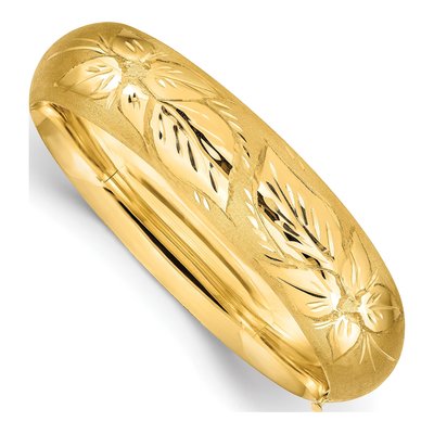 14K Yellow Gold Florentine Hinged Bangle Bracelet