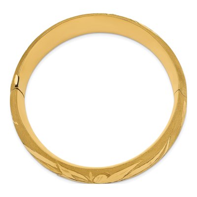 14K Yellow Gold Florentine Hinged Bangle Bracelet – view 3