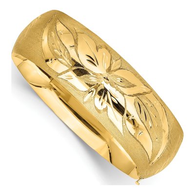 14K Yellow Gold Florentine Hinged Bangle Bracelet