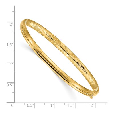 14K Yellow Gold Florentine Hinged Bangle Bracelet – view 4