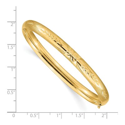 14K Yellow Gold Florentine Hinged Bangle Bracelet – view 4