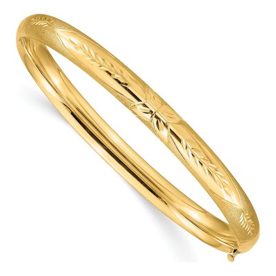 14K Yellow Gold Florentine Hinged Bangle Bracelet