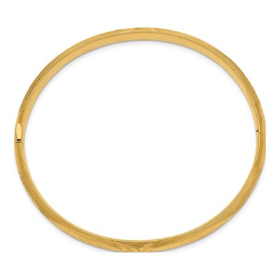 14K Yellow Gold Florentine Engraved Hinged Bangle Bracelet – view 3