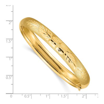 14K Yellow Gold Florentine Engraved Hinged Bangle Bracelet – view 4