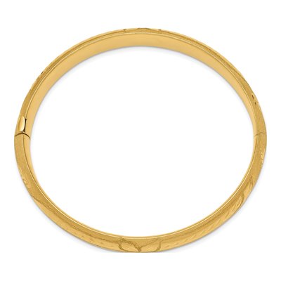 14K Yellow Gold Florentine Hinged Bangle Bracelet – view 3