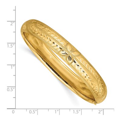 14K Yellow Gold Florentine Hinged Bangle Bracelet – view 4