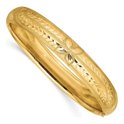 14K Yellow Gold Florentine Hinged Bangle Bracelet
