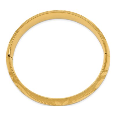 14K Yellow Gold Florentine Hinged Bangle Bracelet – view 3