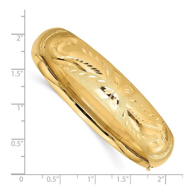 14K Yellow Gold Florentine Hinged Bangle Bracelet – view 4