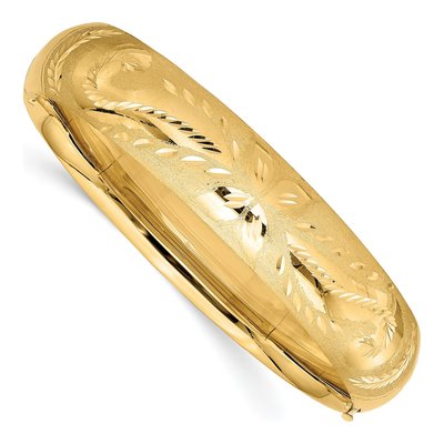 14K Yellow Gold Florentine Hinged Bangle Bracelet