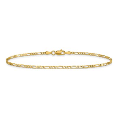 14K Yellow Gold 1.8mm Flat Figaro Chain Bracelet – view 3