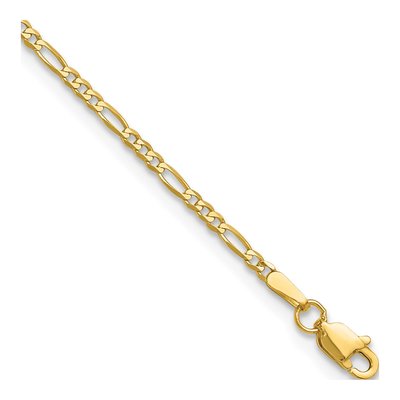14K Yellow Gold 1.8mm Flat Figaro Chain Bracelet