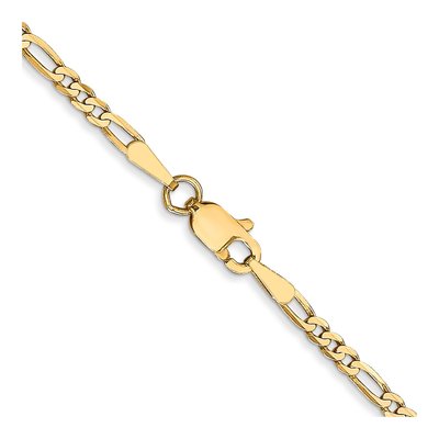 14K Yellow Gold 2.25mm Flat Figaro Chain – view 3