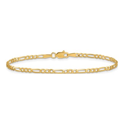 14K Yellow Gold 2.25mm Flat Figaro Chain Bracelet – view 3