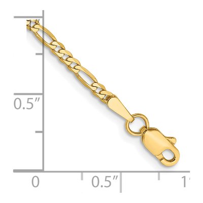 14K Yellow Gold 2.25mm Flat Figaro Chain Bracelet – view 2