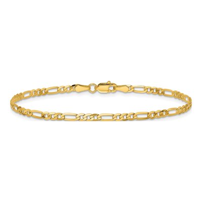 14K Yellow Gold 2.75mm Flat Figaro Chain Bracelet – view 4