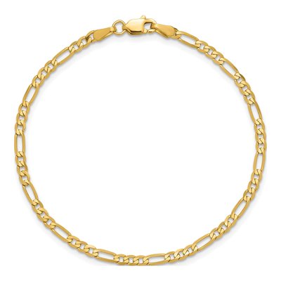 14K Yellow Gold 2.75mm Flat Figaro Chain Bracelet – view 5