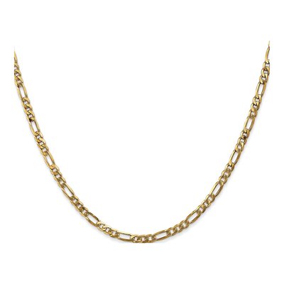 14K Yellow Gold 3mm Flat Figaro Chain – view 2