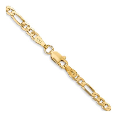 14K Yellow Gold 3mm Flat Figaro Chain – view 3