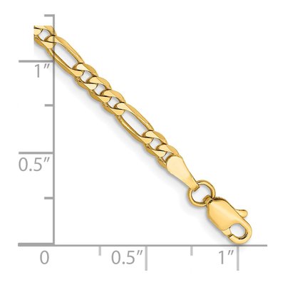 14K Yellow Gold 3mm Flat Figaro Chain Bracelet – view 3