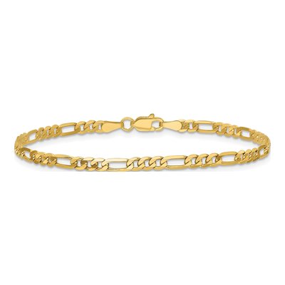 14K Yellow Gold 3mm Flat Figaro Chain Bracelet – view 4