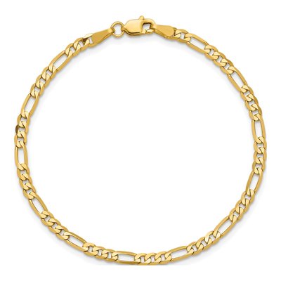 14K Yellow Gold 3mm Flat Figaro Chain Bracelet – view 5