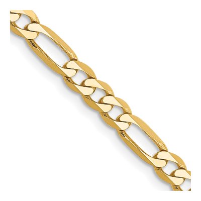 14K Yellow Gold 4mm Flat Figaro Chain