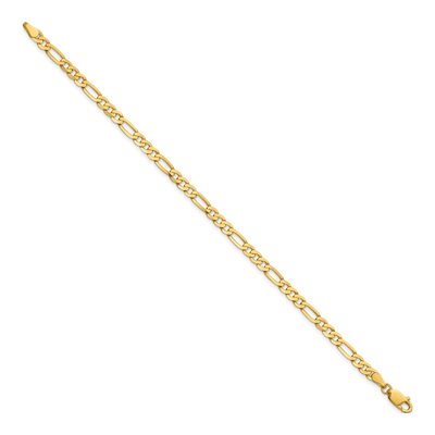 14K Yellow Gold 4mm Flat Figaro Chain Bracelet – view 2