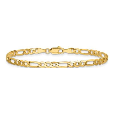 14K Yellow Gold 4mm Flat Figaro Chain Bracelet – view 4