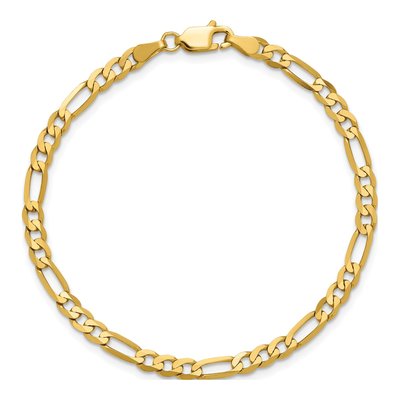 14K Yellow Gold 4mm Flat Figaro Chain Bracelet – view 5