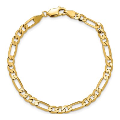 14K Yellow Gold 4.75mm 7-inch Flat Figaro Chain Bracelet – view 4