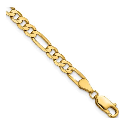 14K Yellow Gold 4.75mm 7-inch Flat Figaro Chain Bracelet