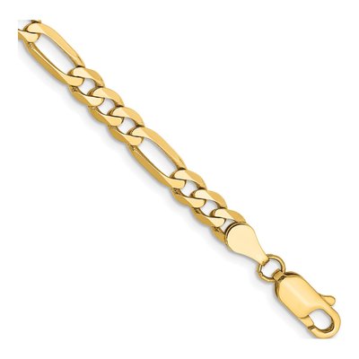 14K Yellow Gold 4.75mm Flat Figaro Chain Anklet