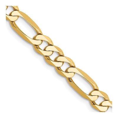 14K Yellow Gold 5.25mm Flat Figaro Chain
