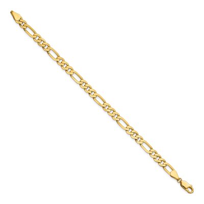 14K Yellow Gold 5.25mm Flat Figaro Chain Bracelet – view 2
