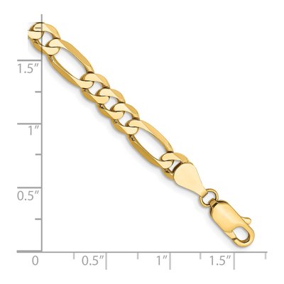 14K Yellow Gold 5.25mm Flat Figaro Chain Bracelet – view 3