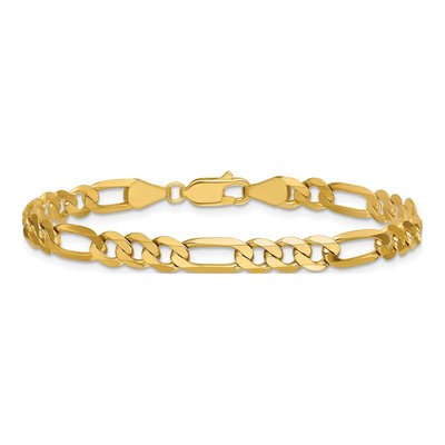 14K Yellow Gold 5.25mm Flat Figaro Chain Bracelet – view 4