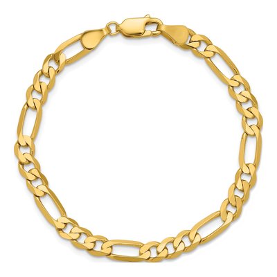 14K Yellow Gold 5.25mm Flat Figaro Chain Bracelet – view 5