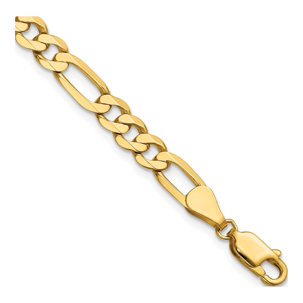 14K Gold 5.25mm Flat Figaro Bracelet 8 in