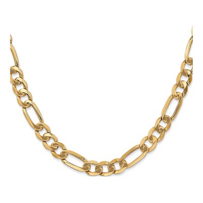 14K Yellow Gold 7mm Flat Figaro Chain – view 2