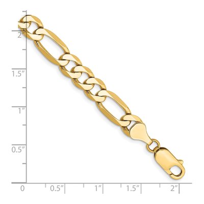 14K Yellow Gold 7mm Flat Figaro Chain Bracelet – view 2