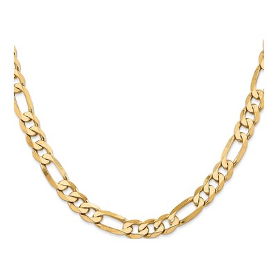 14K Yellow Gold 7.5mm Flat Figaro Chain – view 2