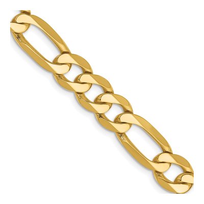 14K Yellow Gold 7.5mm Flat Figaro Chain