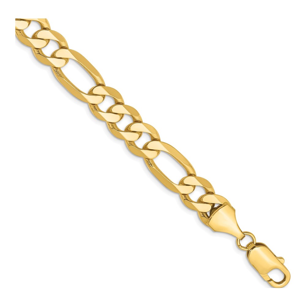 14K Yellow Gold 8.75mm Figaro Bracelet, 8 Inch