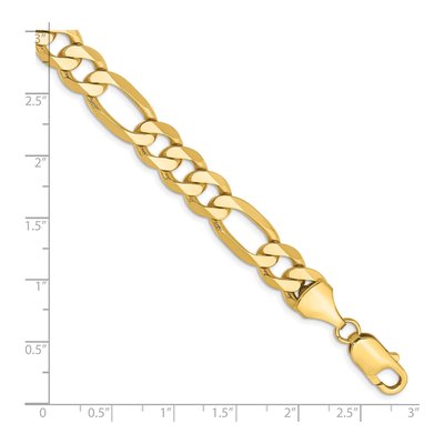 14K Yellow Gold 8.75mm Flat Figaro Chain Anklet – view 2