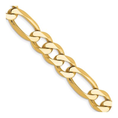 14K Yellow Gold 10mm Flat Figaro Chain
